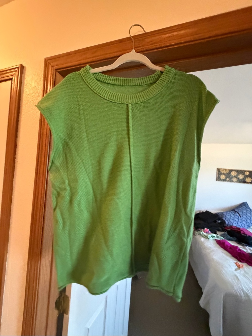 Green Knit Cap-Sleeve Top - Classic Women's Sweater